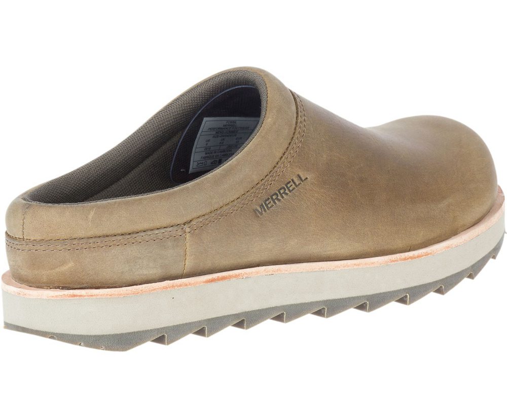 Merrell Slip Ons Brown - Juno Clog Leather - Mens 09XSMHDLZ